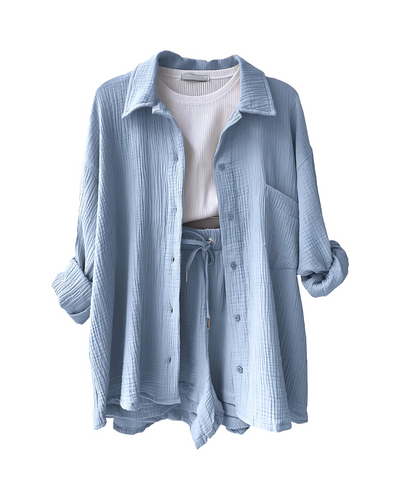 Isabella™ Cotton Button-Up Shorts Set