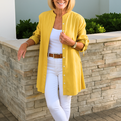 Louise™ | Plain shirt blouse with bow sleeves