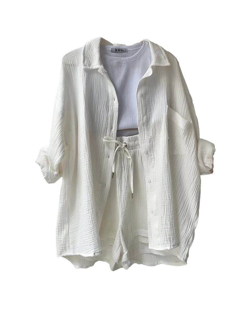 Isabella™ Cotton Button-Up Shorts Set