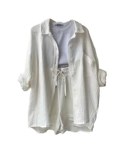 Isabella™ Cotton Button-Up Shorts Set