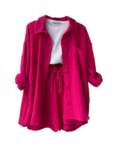 Isabella™ Cotton Button-Up Shorts Set