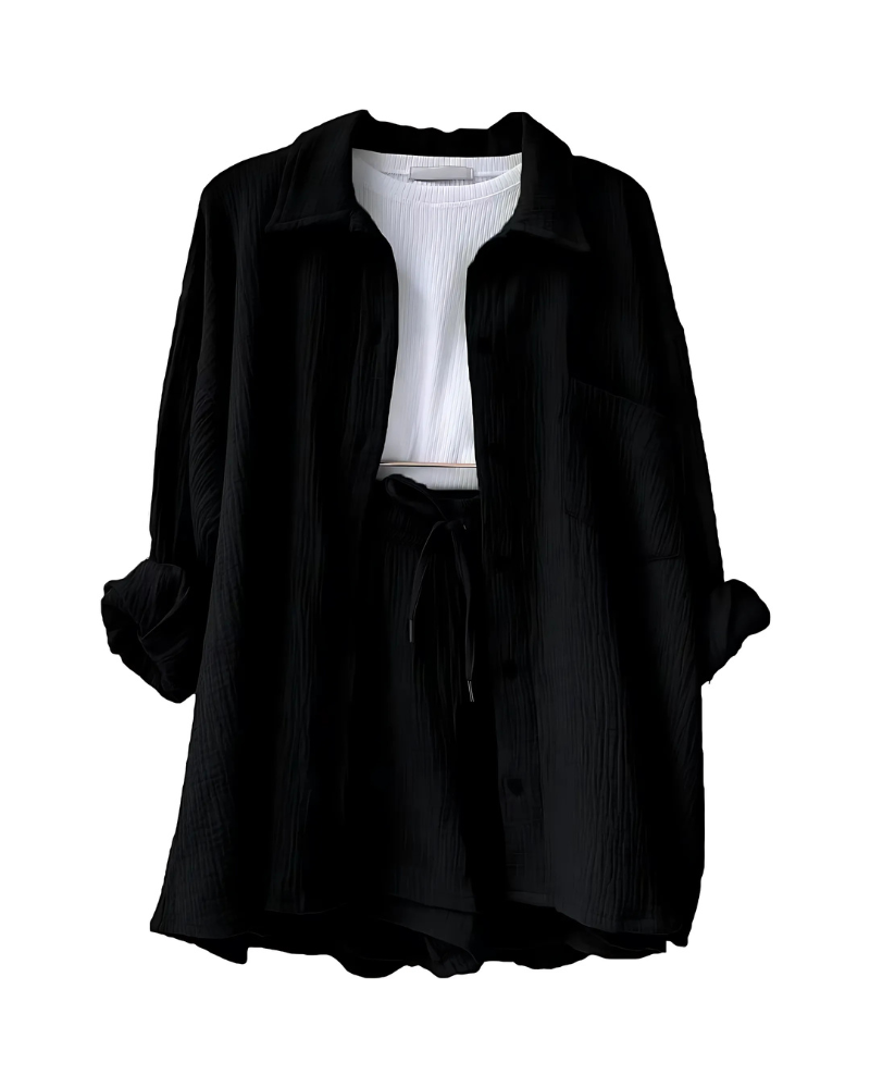 Isabella™ Cotton Button-Up Shorts Set