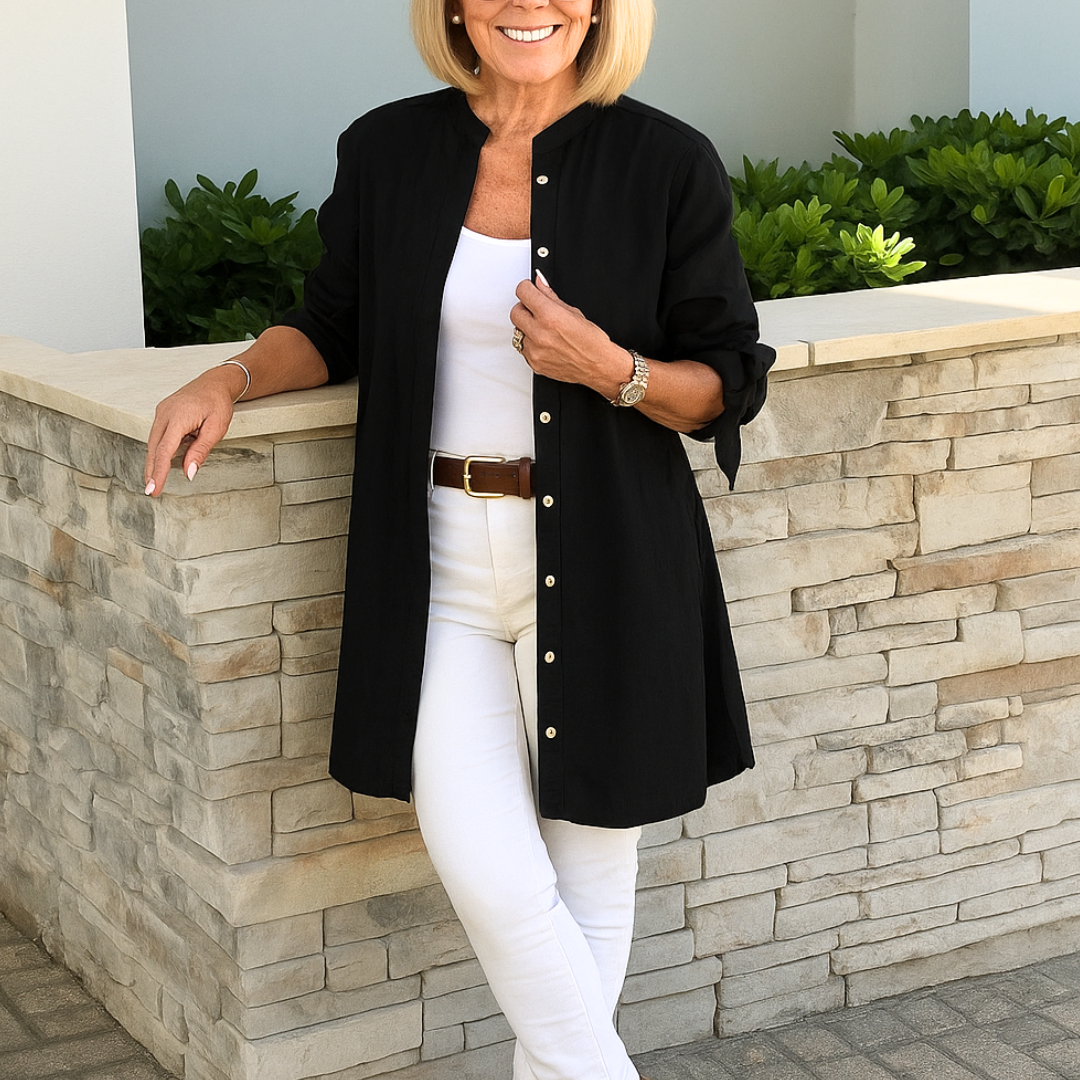 Louise™ | Plain shirt blouse with bow sleeves