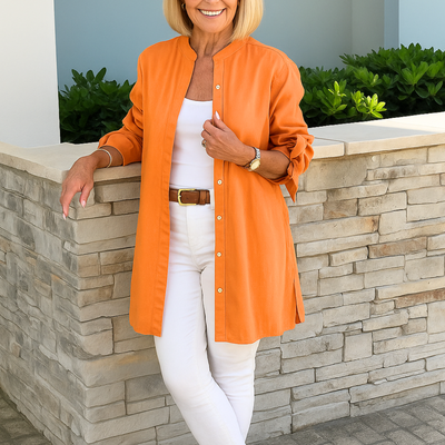 Louise™ | Plain shirt blouse with bow sleeves