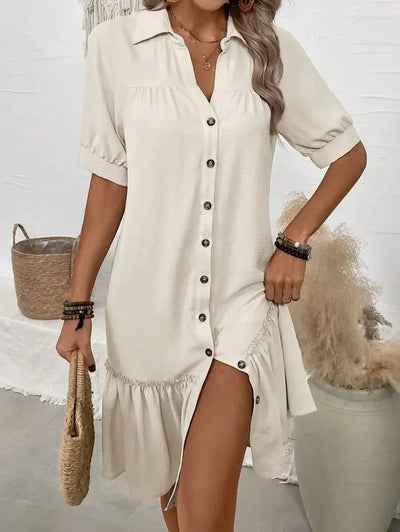 Isabella™ Button-Down Ruffle Hem Dress