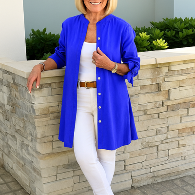 Louise™ | Plain shirt blouse with bow sleeves