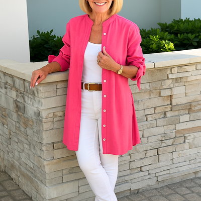 Louise™ | Plain shirt blouse with bow sleeves