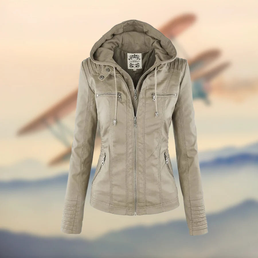 Isabella™ Stylish and versatile hooded leather jacket