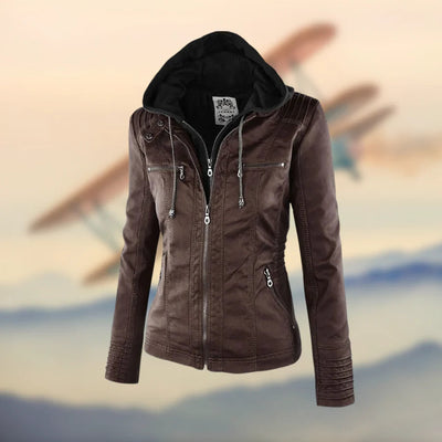 Isabella™ Stylish and versatile hooded leather jacket