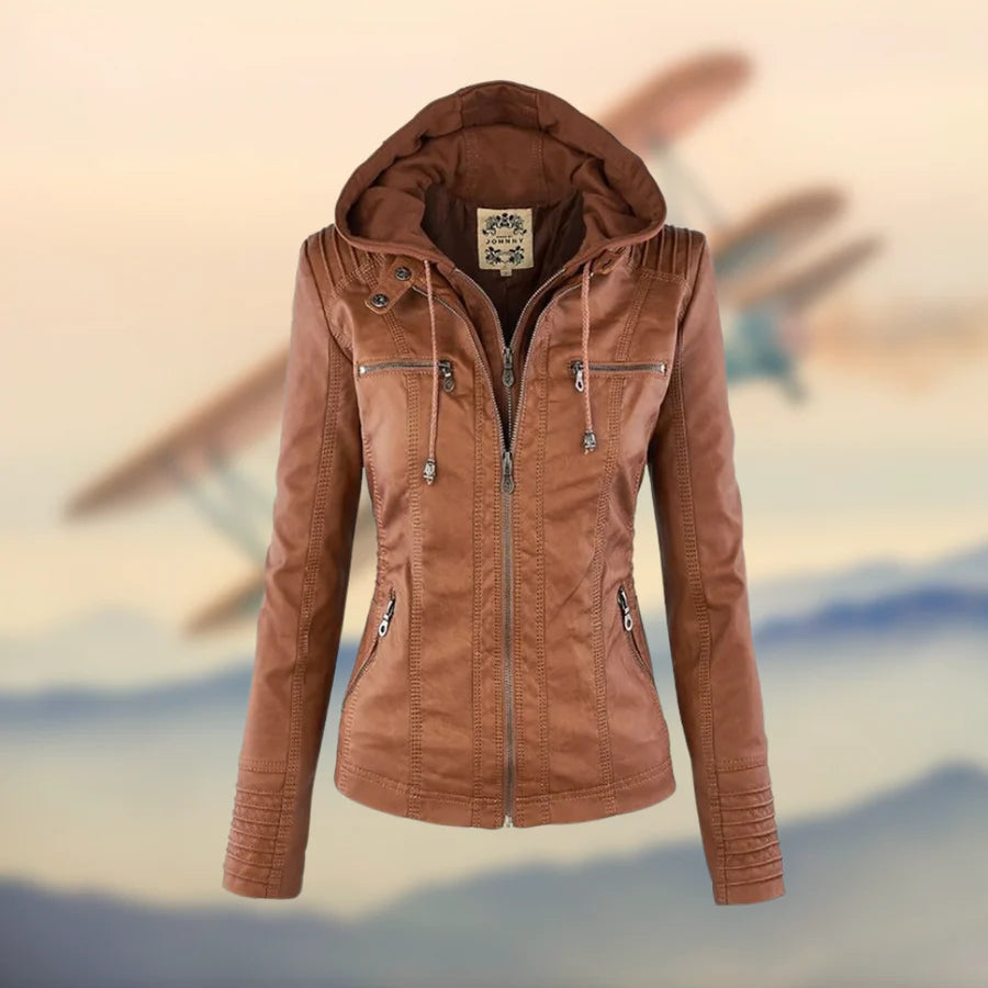 Isabella™ Stylish and versatile hooded leather jacket