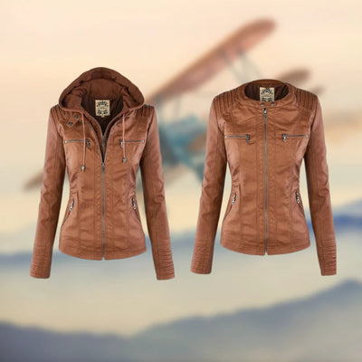 Isabella™ Stylish and versatile hooded leather jacket