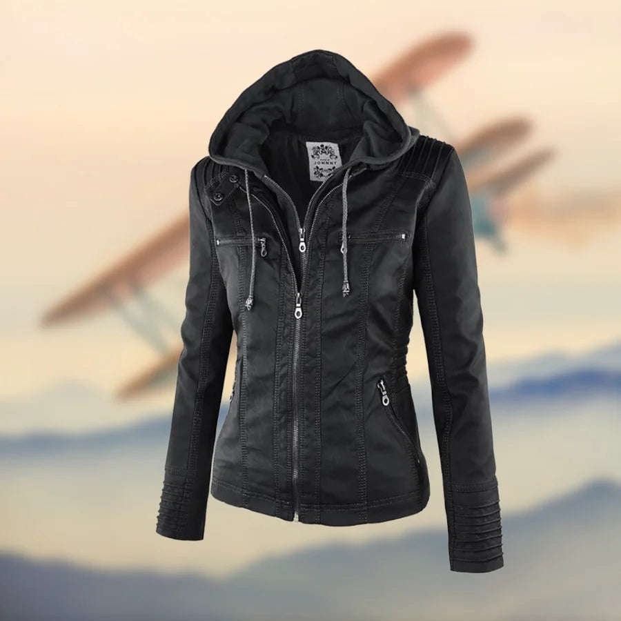 Isabella™ Stylish and versatile hooded leather jacket