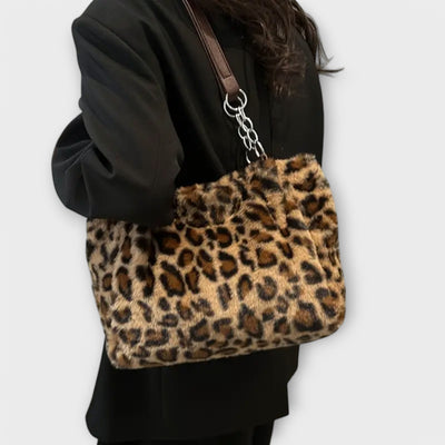 Morwen - Trendy Leopard Skin Inspired Tote in Soft Faux Fur