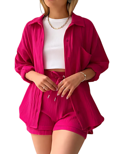Isabella™ Cotton Button-Up Shorts Set