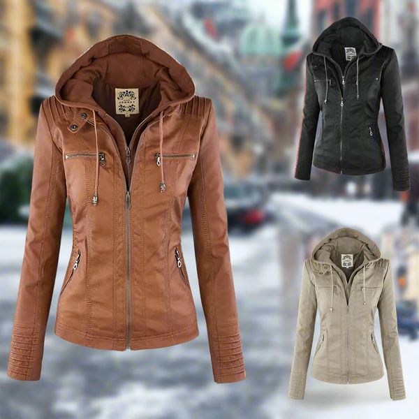 Isabella™ Stylish and versatile hooded leather jacket