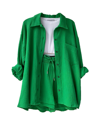 Isabella™ Cotton Button-Up Shorts Set