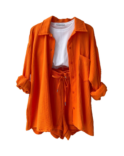 Isabella™ Cotton Button-Up Shorts Set