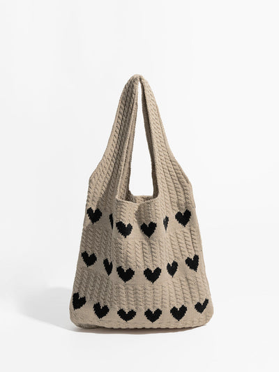 isabella™ Heart Pattern Knit Shoulder Bag