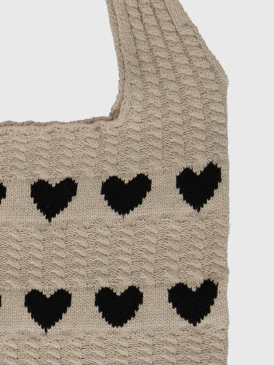 isabella™ Heart Pattern Knit Shoulder Bag
