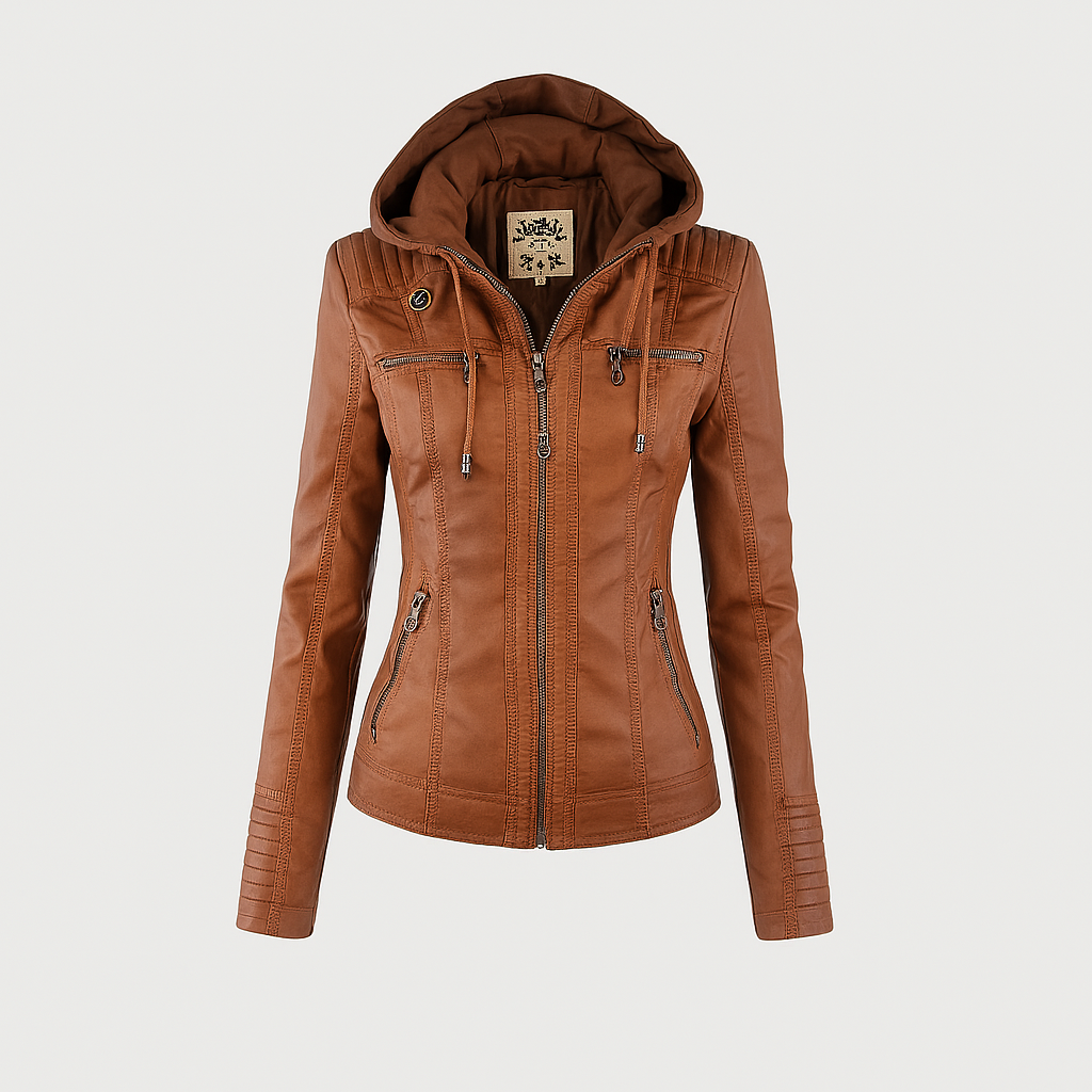 Isabella™ Stylish and versatile hooded leather jacket