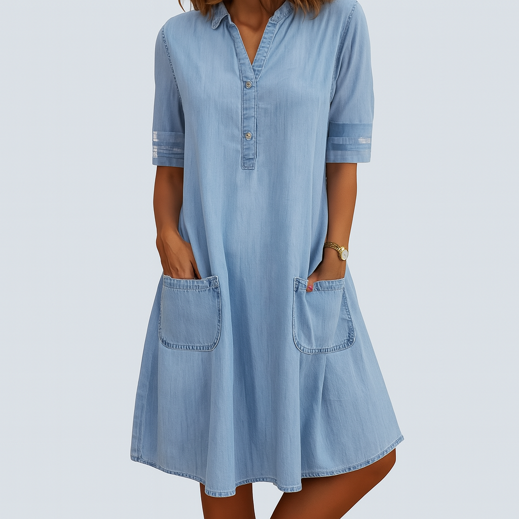Jill | Denim Mini Dress with Side Pockets