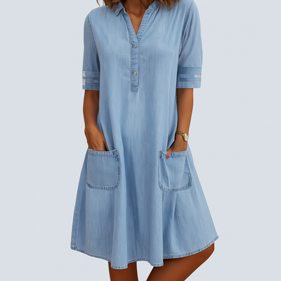 Jill | Denim Mini Dress with Side Pockets