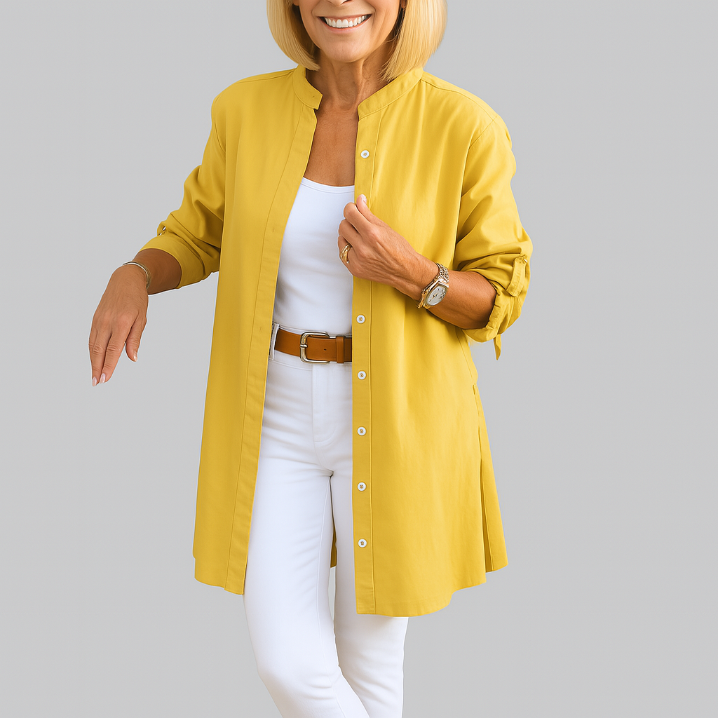 Louise™ | Plain shirt blouse with bow sleeves