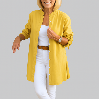 Louise™ | Plain shirt blouse with bow sleeves