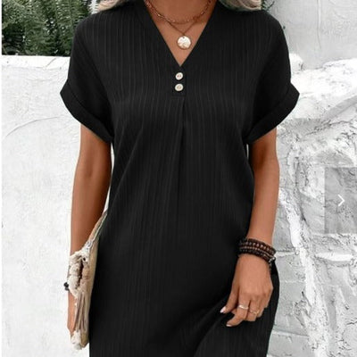 Isabella™ Button Detail V-Neck Dress