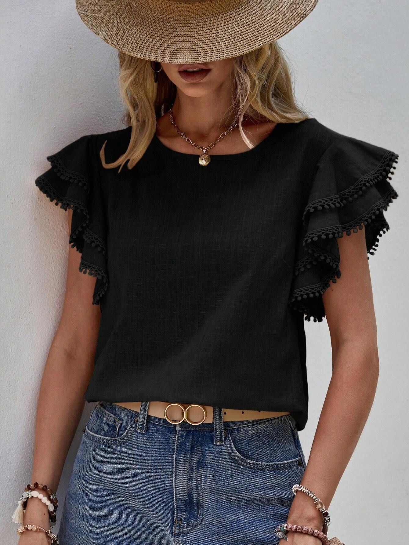 Isabella™ Frill Sleeve Textured Blouse