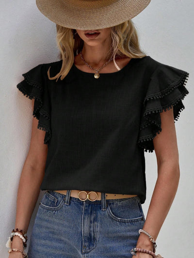Isabella™ Frill Sleeve Textured Blouse