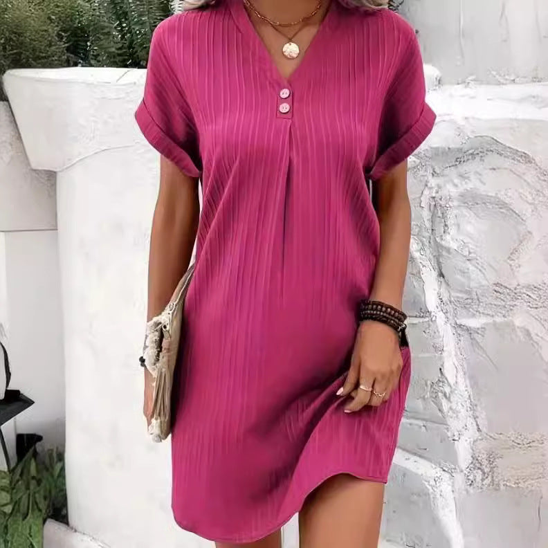 Isabella™ Button Detail V-Neck Dress