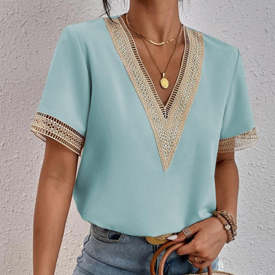 Ysa – Crochet Trim V-Neck Blouse
