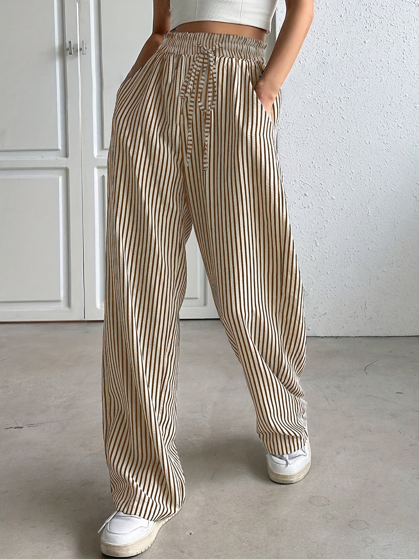 Hollis – Wide-Leg Striped Trousers