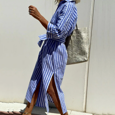 Isabella™ Striped Button-Up Shirt Dress
