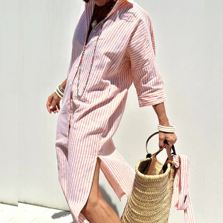Isabella™ Striped Button-Up Shirt Dress