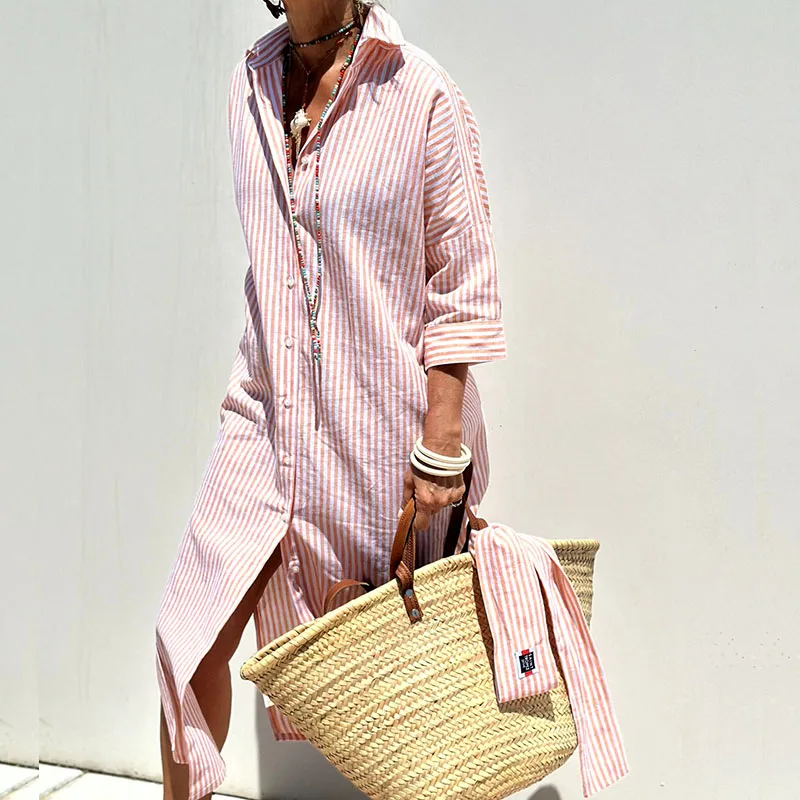 Isabella™ Striped Button-Up Shirt Dress