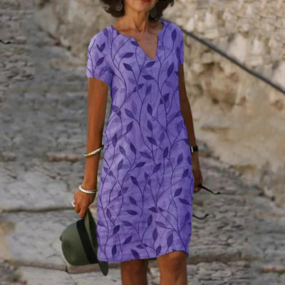 Isabella™ Printed V-Neck A-Line Dress